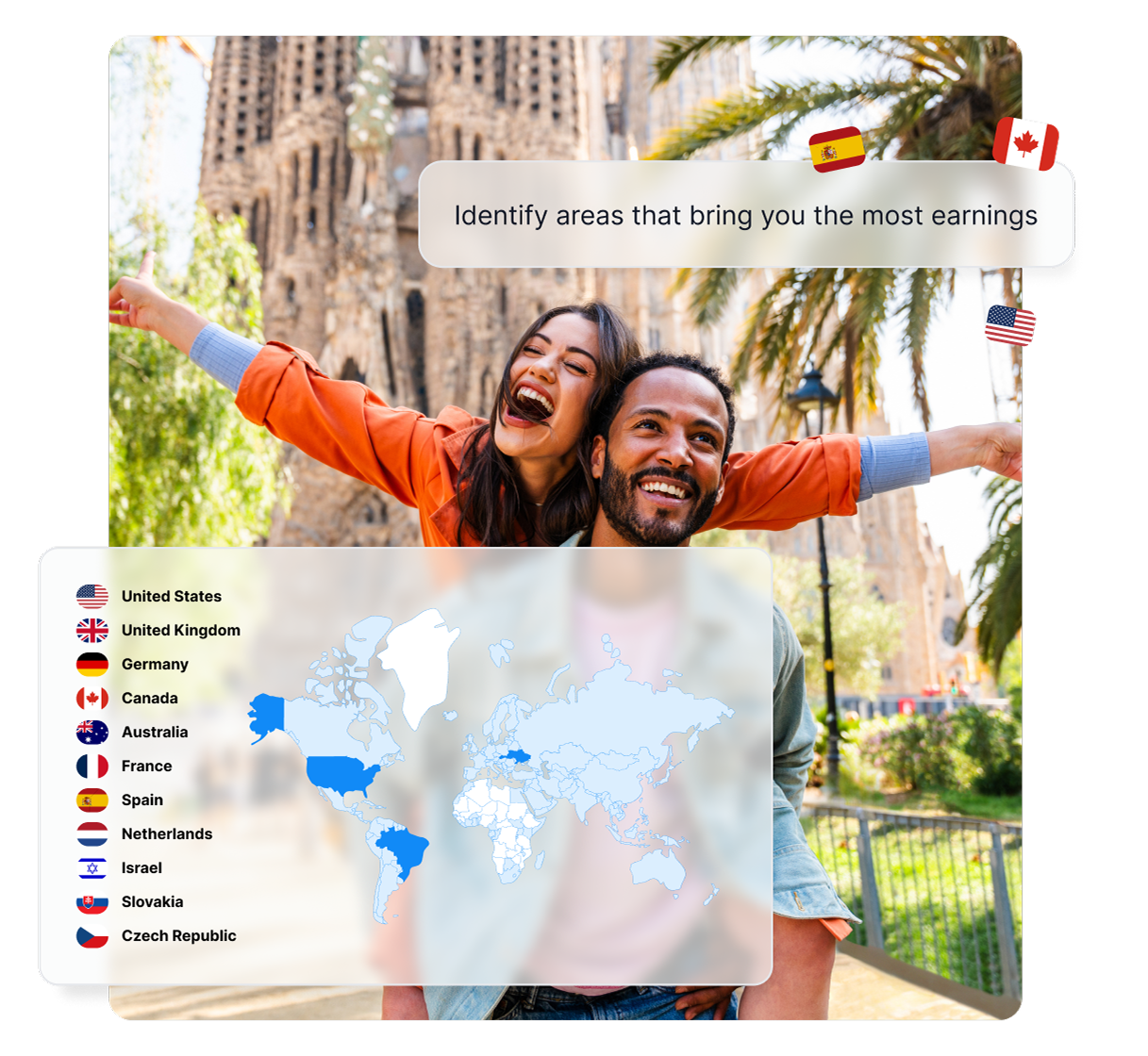 A Post Affiliate Pro térképnézet funkciója, amely bemutatja a partnerprogram sikerességének földrajzi eloszlását.