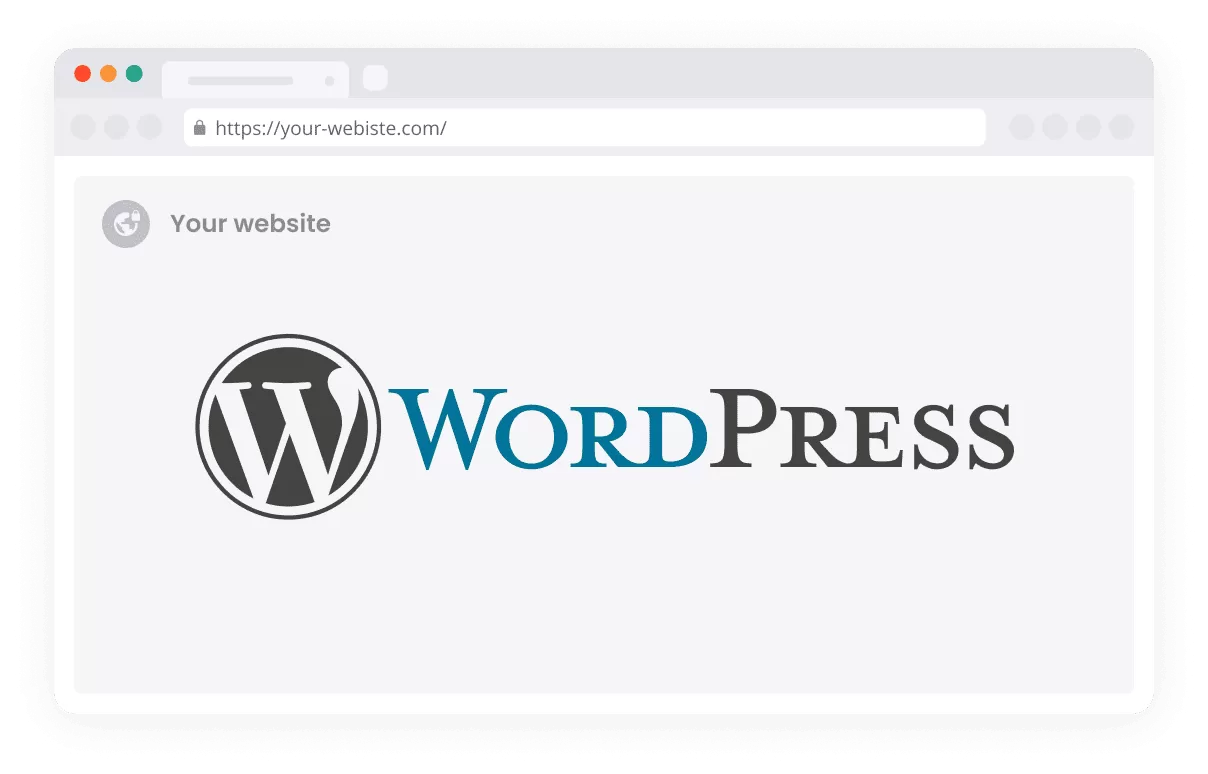 Egy WordPress weboldal mockupja.
